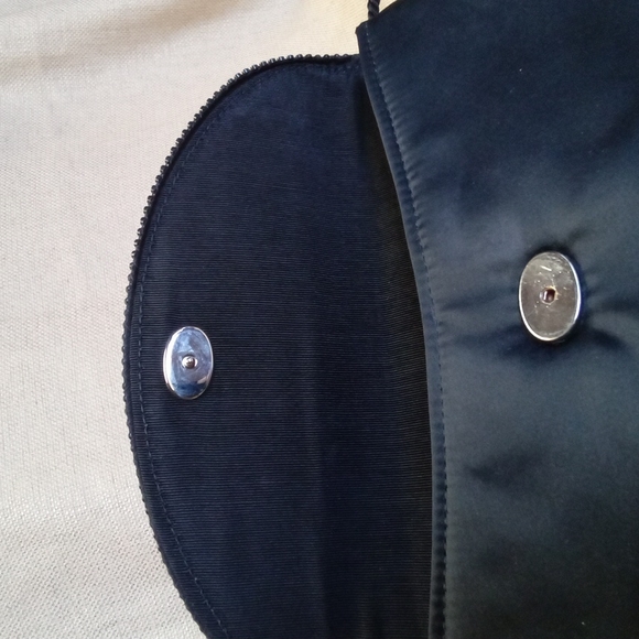 Black Satin and Rhinestone Evening Bag - Picture 3 of 10